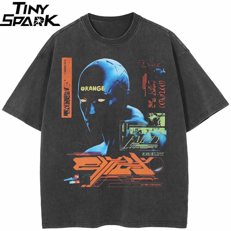 Hip Hop 2025 Vintage Washed Black T-Shirt Streetwear Aesthetic Graphic T Shirt Future Man Tshirt Dope Unisex Tops Tees Cotton