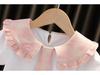 Collar Korean Lace Summer Style Cartoon Tie Shorts Set For Girls 05 Years