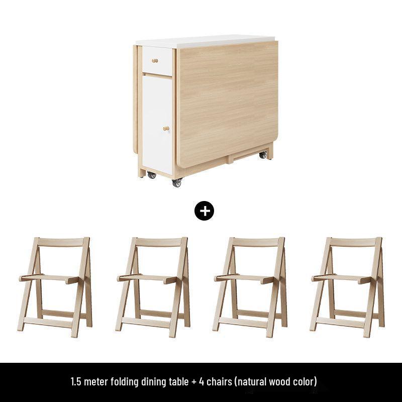 Cream Style Foldable Dining Table and Chair Set - Simple, Multi-Functional, Portable Furniture for Home