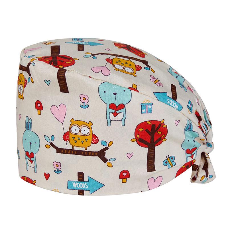 Unisex All-Cotton Printed Surgical Cap for Medical and Food Services