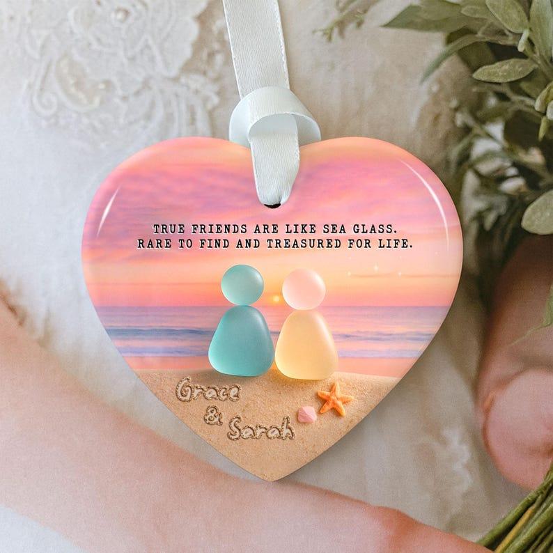 Cross-Border Friendship Sea Glass Heart Ornament