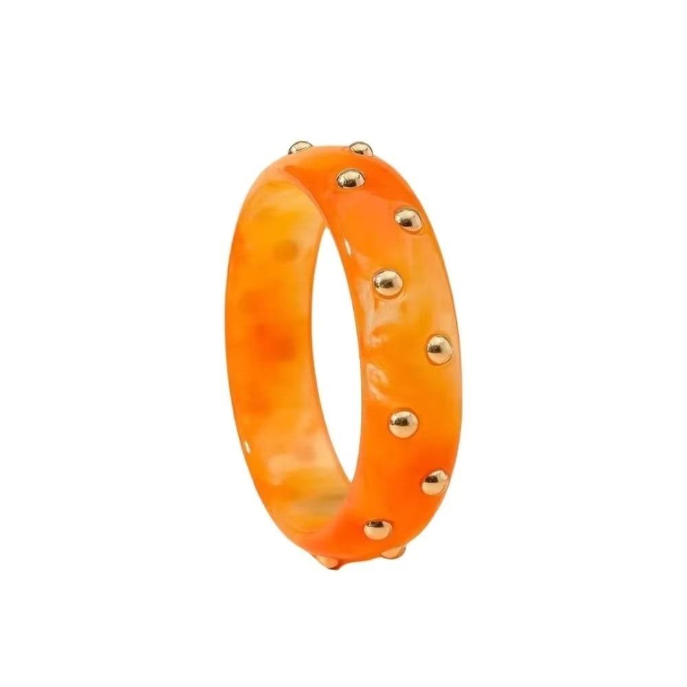 Gold Beads Stackable Bangle Round Shape Wrist Jewelry Fashion Wide Resin Bracelet Commute