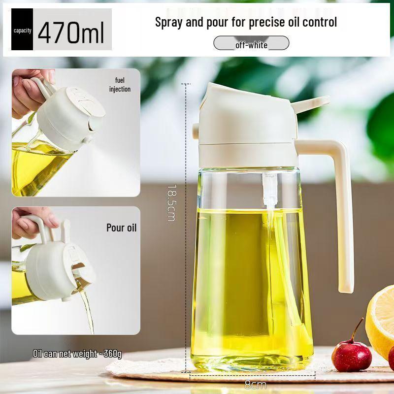 Dual-Use Leak-Proof Oil Spray & Pour Glass Bottle for Kitchen