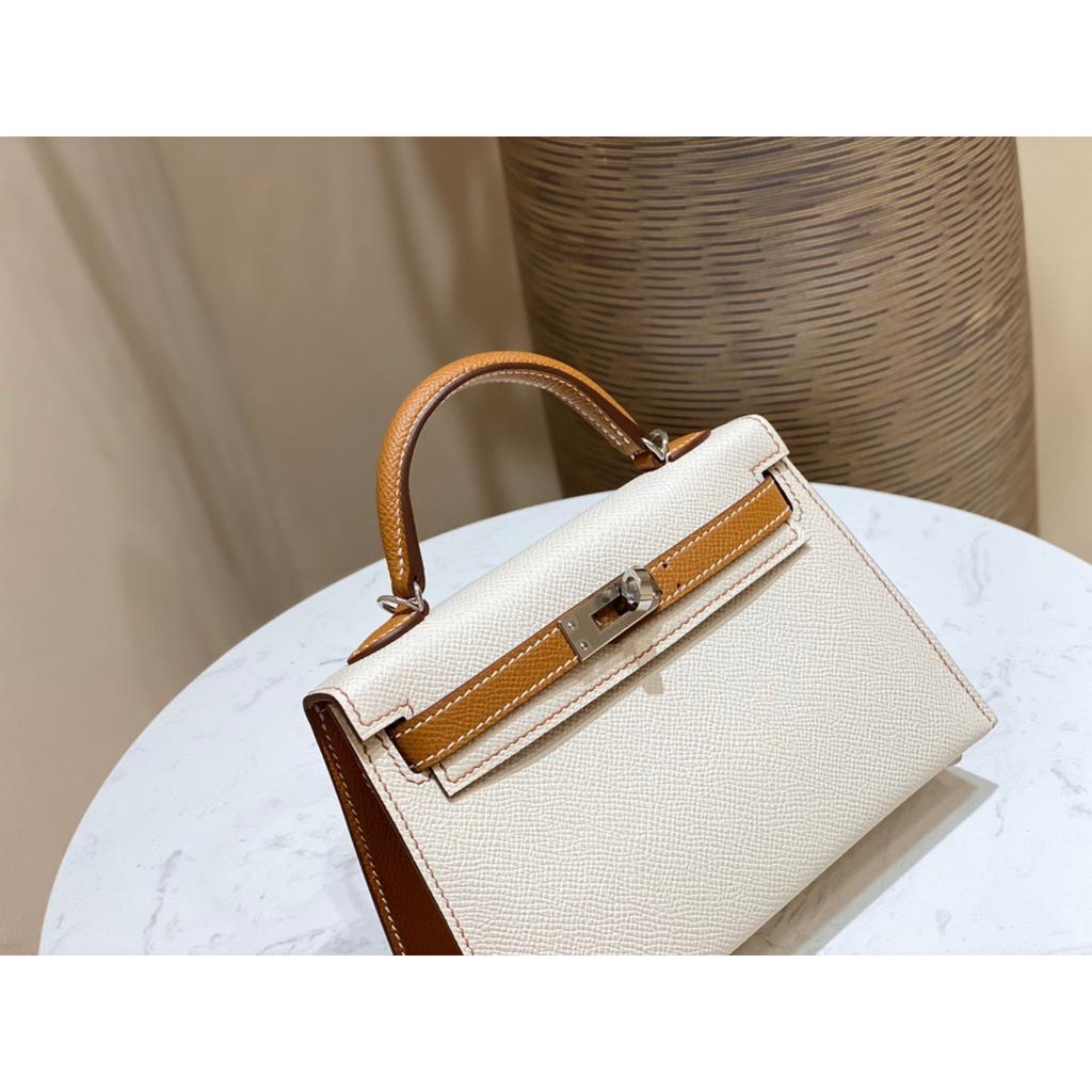 Haute Couture Palm Pattern KL Bag 25cm Second Generation Contrasting Color Half-hand Leather Shoulder Crossbody Bag Women's Mini
