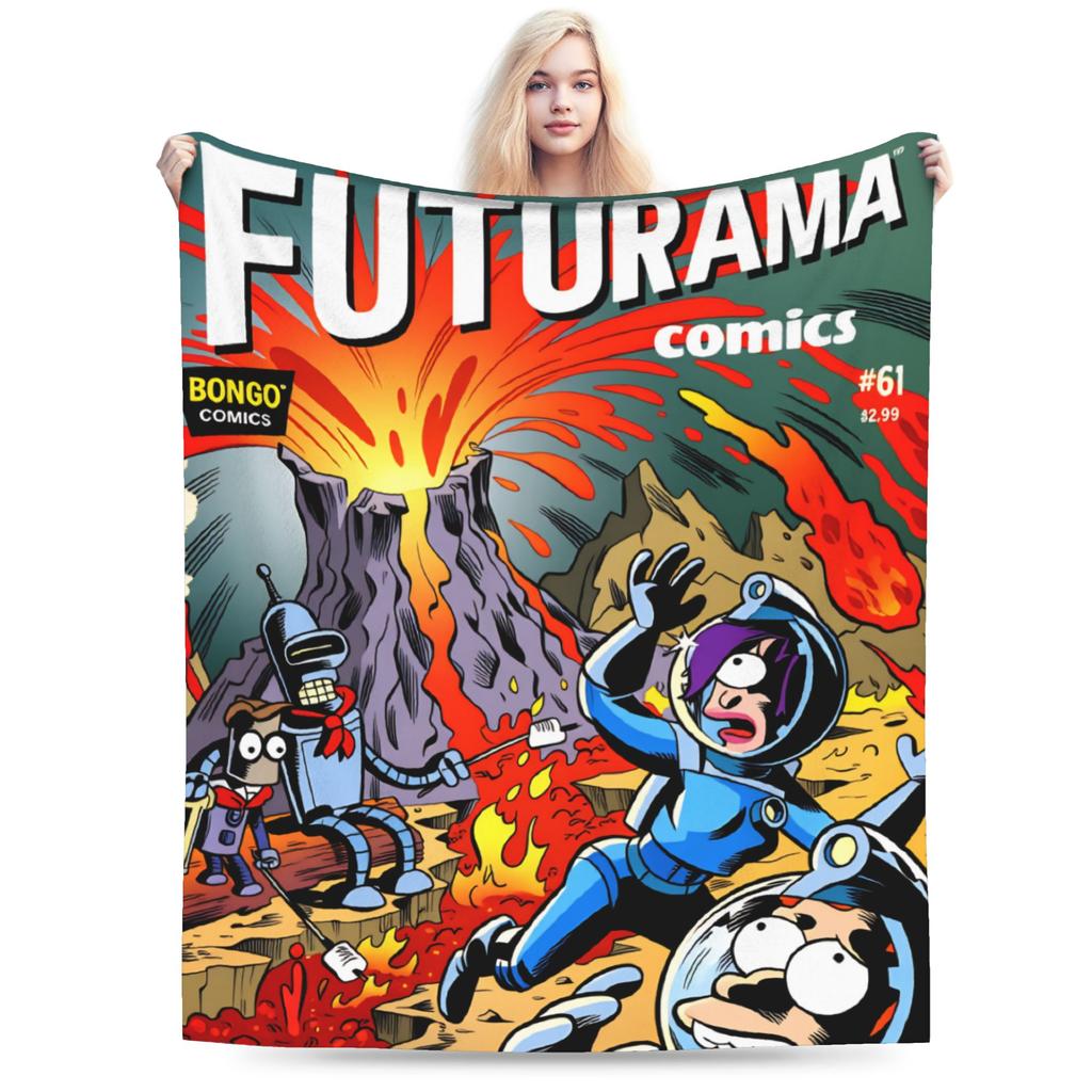 Futuramas Cartoon Comic Blanket Quality Warm Throw Blanket Winter Girls Boys Couch Chair Sofa Bed Funny Bedspread