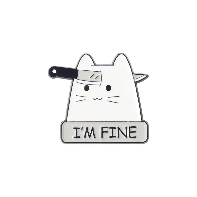 Alloy Letter Cat Brooch with Sunglasses - Cute Cartoon Style