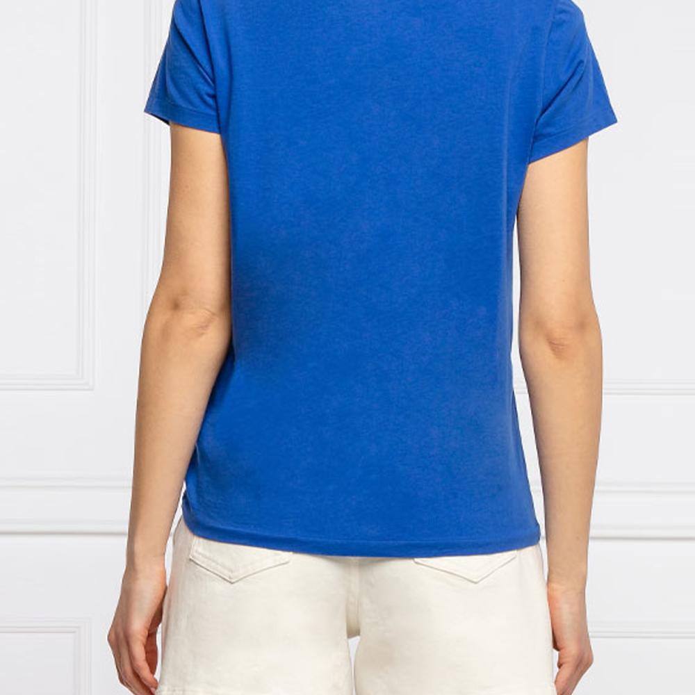 Polo Ralph Lauren Casual Solid Color Teddy Bear Cartoon Print Short Sleeve T-Shirt Women Tops Blue 211838100-002