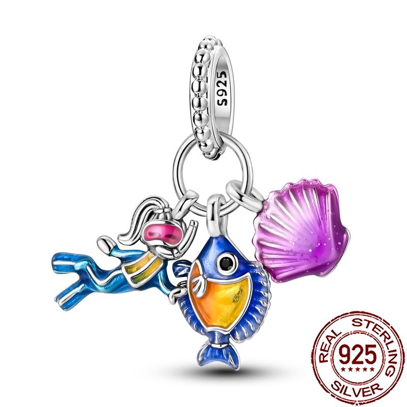 Uroki Oceanu Miedziana Rozgwiazda Muszla Ślimaka Ośmiornica Żółw Morski Ryba Koraliki Pasują do Bransoletki Naszyjnika Kobiety DIY Biżuteria