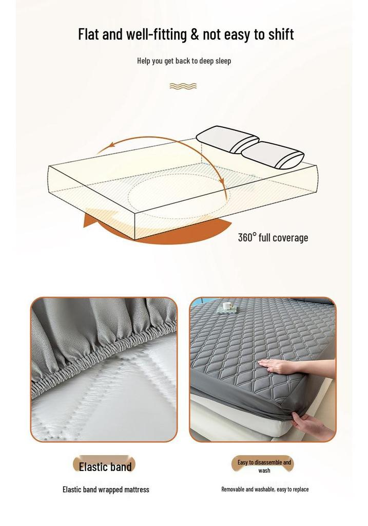 Waterproof Solid Color Fitted Mattress Protector Cover