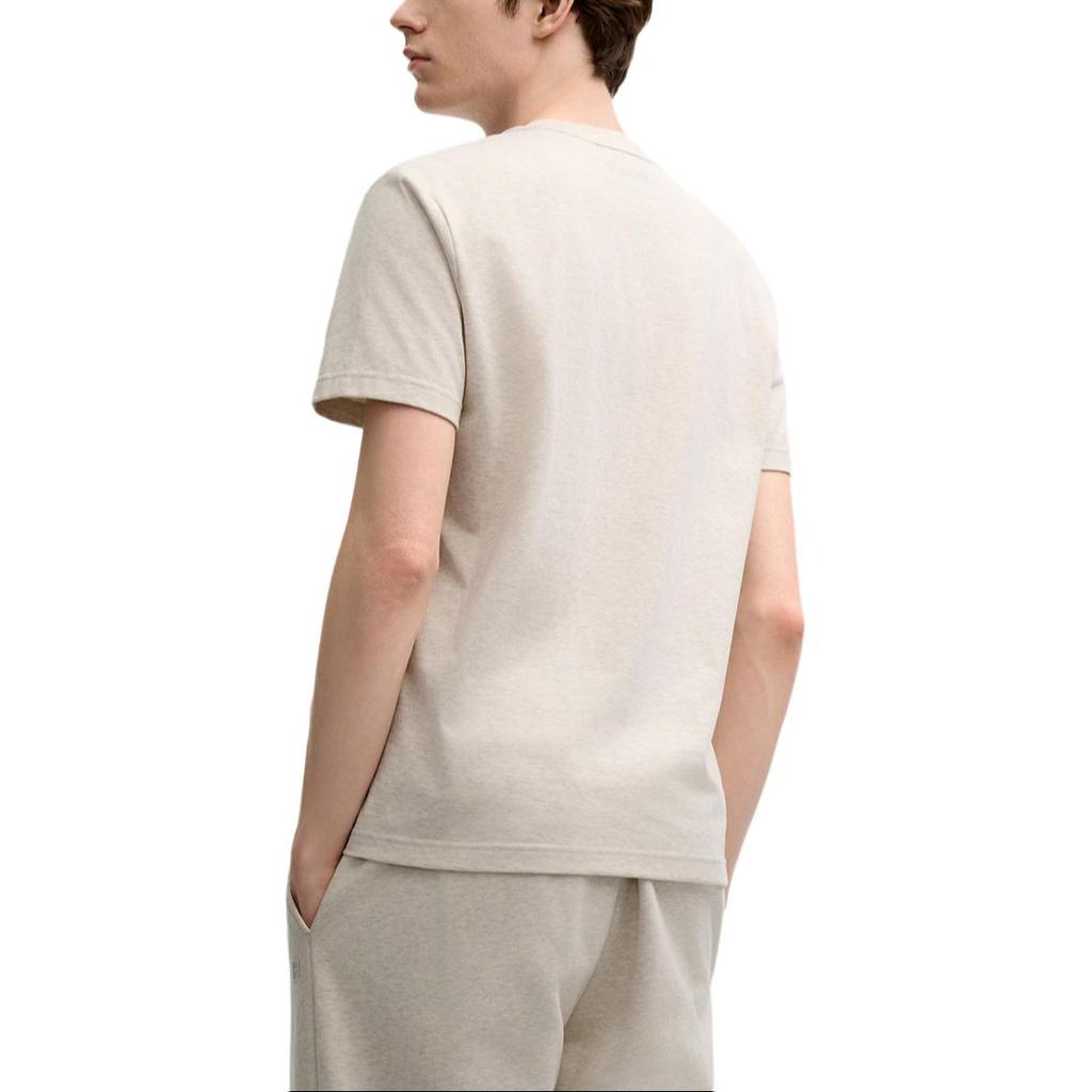 Fila Milano American Vintage Comfortable Knit Letter Short Sleeve T-Shirt Men Tops Light-Khaki Flower-Gray F11M515102FLK