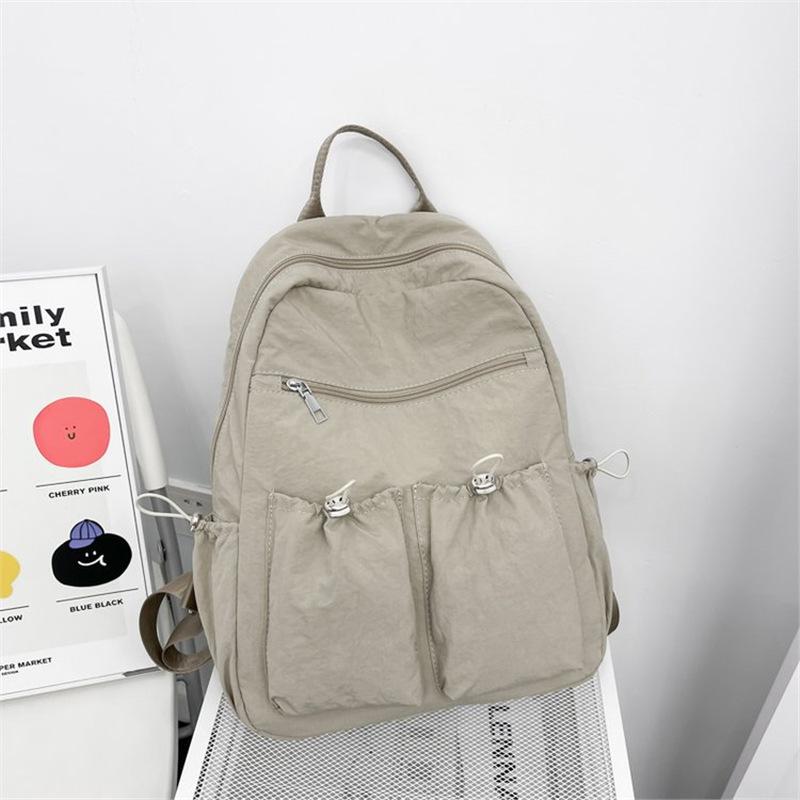 Schoolbag Ultra-light Nylon Backpack Women's 1011 New Solid Color Girl Schoolbag Popular Large-capacity Student Class Backpack