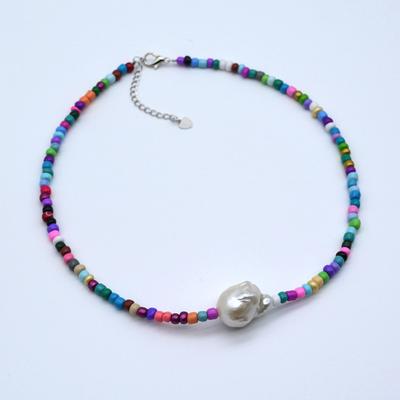 Color Necklace White Natural Baroque Pearl Pendant Bohemian Style Women's Jewelry