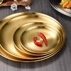 Korean Style Gold Round Barbecue Plate - 304 Stainless Steel Buffet Plate