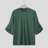 INCERUN Oversized Men Round Neck 3/4 Sleeve Rib Casual Loose T-Shirts Tops