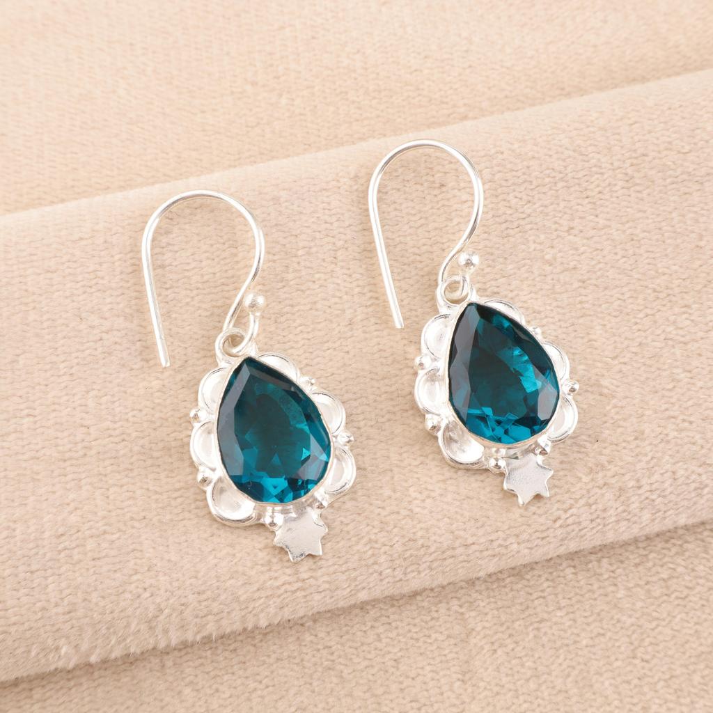 Apatite Handmade Silver Jewelry, 925 Sterling Silver Earrings, Handmade Beautiful Gemstone Jewelry, Apatite Earrings For Her