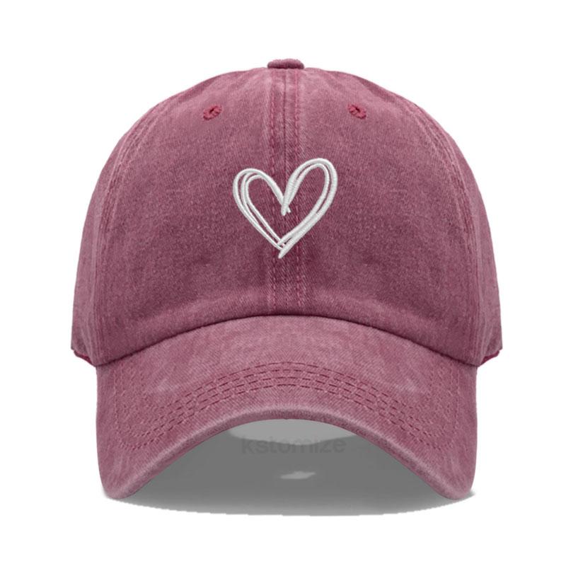 Unisex Soft Cotton Dad Hat Heart Embroidery Baseball Cap For Women Men Adjustable Unisex Casual Sports Caps