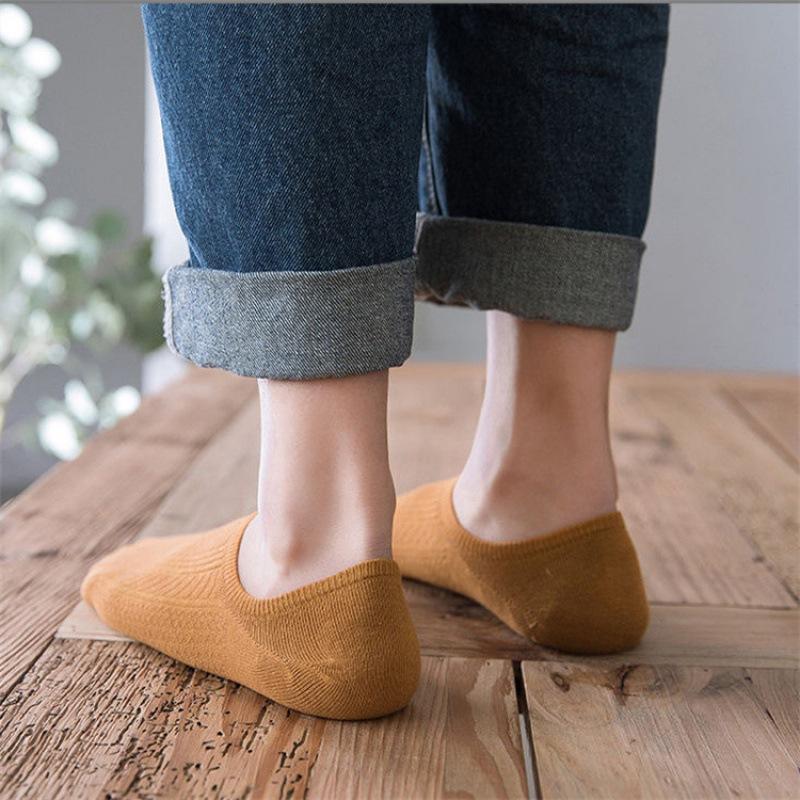 Men's short tube boat socks linen pattern business men's low top socks 5 Pairs