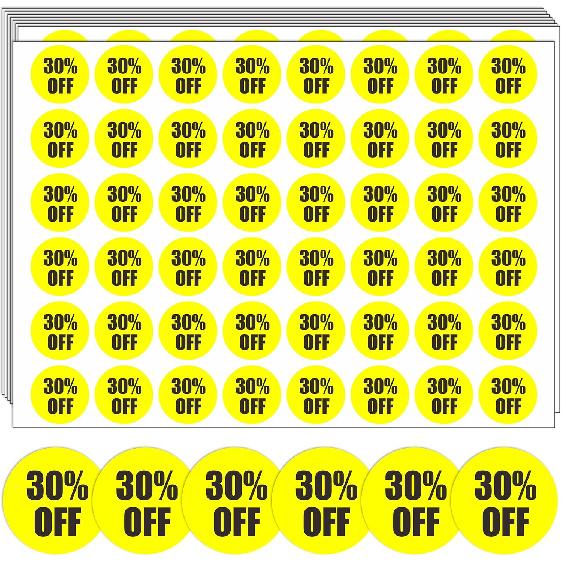 Percent Off Sticker 10 to 60 Sale Sticker for Retail Store 0.87 Inch(7/8 Inch) Circle Price Marker Tag Adhesive Labels Sale 6 Colored - 1240 PCS