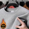 420g schwere Baumwolle Herren Verdickter Rundhals Samt Hoodie – Einfarbige Langarm Winter Basisschicht Hemd.