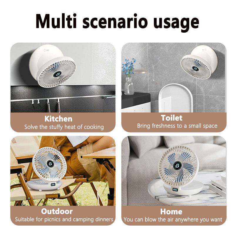 Ventilator pliabil de perete de bucătărie, reîncărcabil prin USB Ventilatoare silențioase pentru camping, acasă, birou, birou, cu aer, mini ventilator electric portabil
