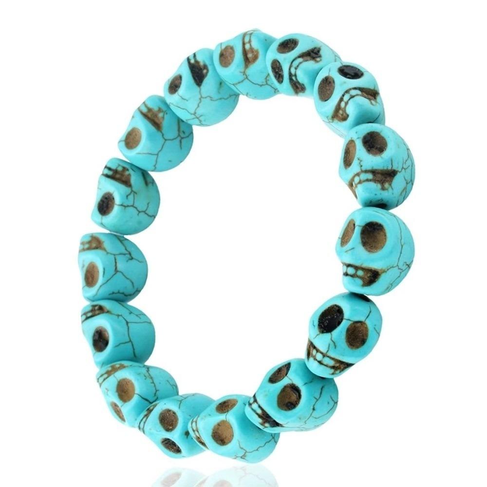 Acrylic Skeleton Beaded Bracelet Bone Stone Elastic Bangle Punk Skull Beaded Bracelet Teenager