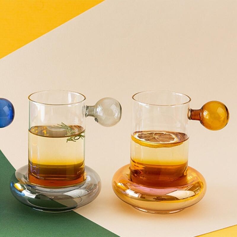 Handle Point Glass Mug Tube Holder Set 3 Colors