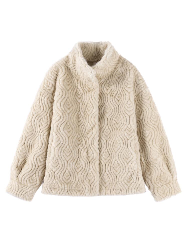 

Женская куртка из искусственного меха Женская куртка из меха со стоячим воротником Женская теплая куртка Модный стиль Осень и Зима L