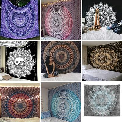 Mandala Flower Print Wall Tapestry Hanging Home Carpet Mat Living Room Decor