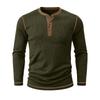 Men's Long Sleeve Henley Shirt Ribbed Knit Sweater Pullover Buttoned Collar Slim Fit Casual Top for Autumn Winter