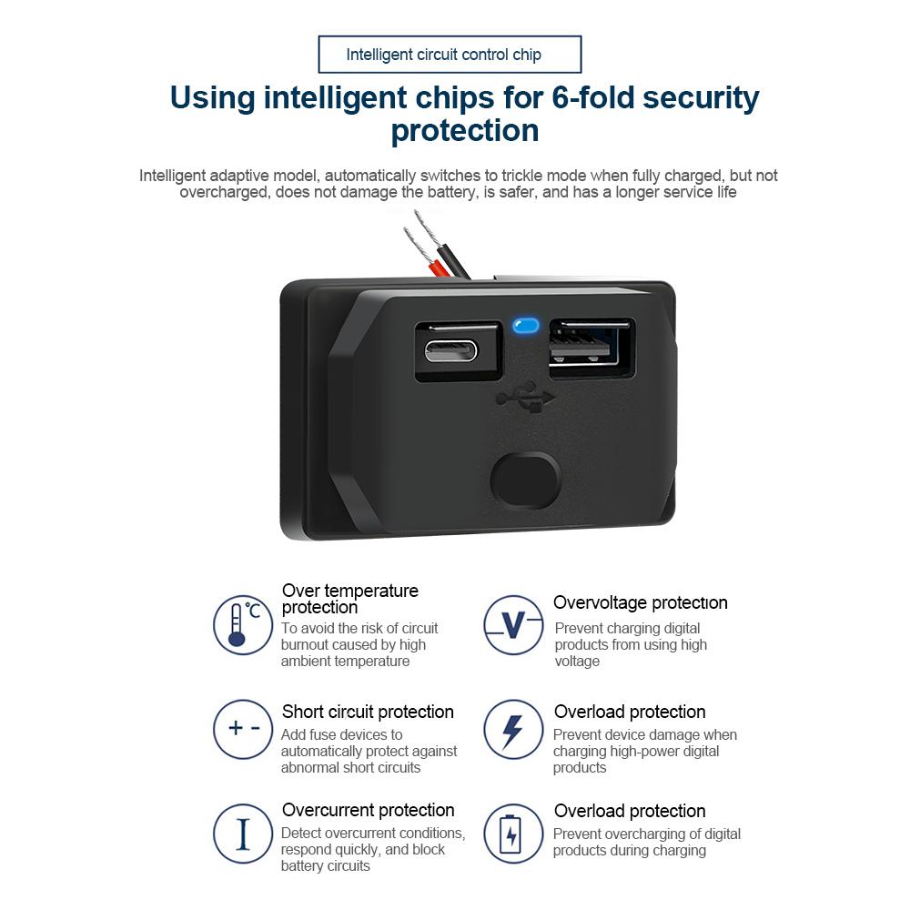 Car Charger 2 Port DC5V/3.1A 12V 24V USB Outlet Car Socket Power Outlet with Panel Mount Waterproof for Car Bus RV Truck