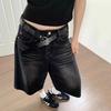 Vintage Y2k Baggy Denim Shorts Wide Leg Pants for Women&Men Fashion High Waisted Wash Knee Length Jeans Shorts Oversize Pants