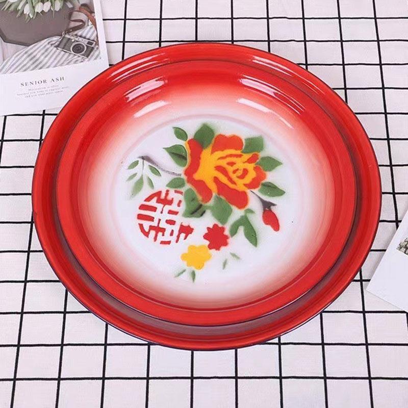 Piatto Smaltato Doppia Felicità Classico Vassoio da Tè Tradizionale Cinese Vassoio da Frutta Decorazione Nuziale Vassoio Nostalgia Retro