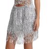 2025 European Halloween Belly Dance Sequin Tassel Skirt - Sexy Beaded Performance Half Skirt