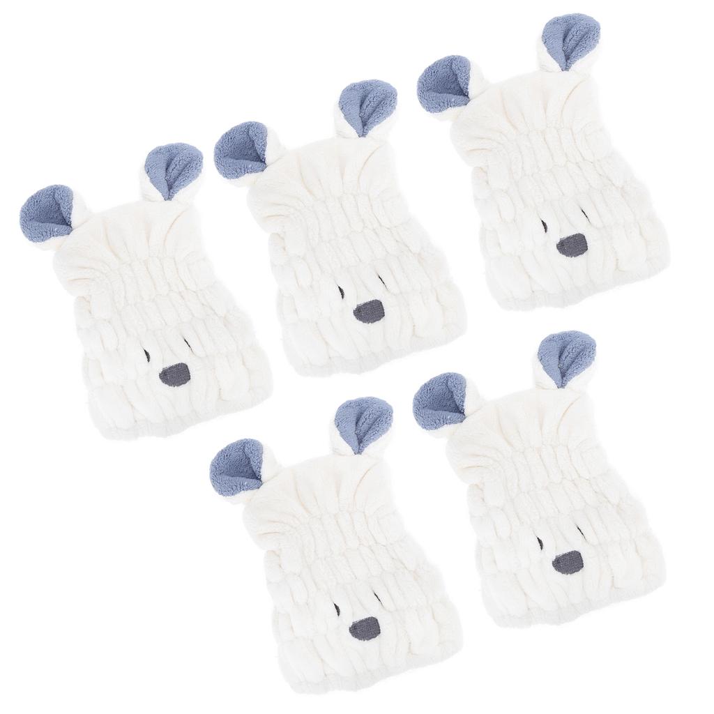 5 Stück Haartrockenhandtuch Kappe Korallenfleece Badehaarhut Cartoon Niedliche Ohrenform für Kinder