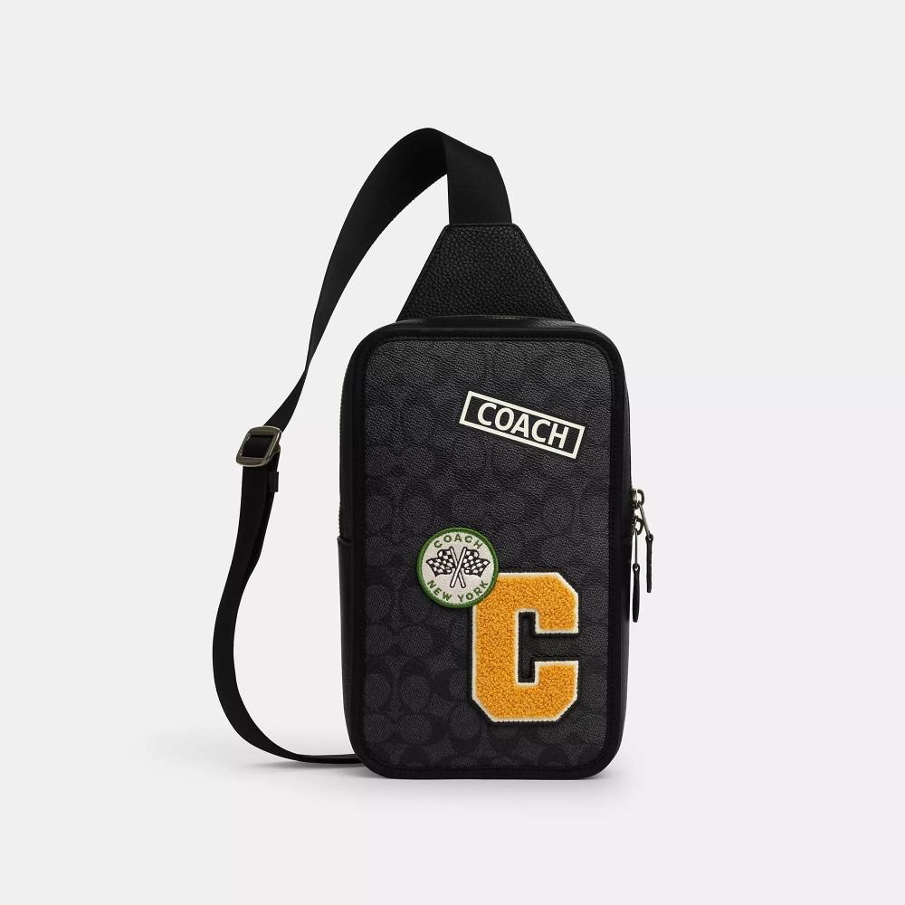 

Coach Sullivan Pack In Signature Canvas With Patches Gunmetal Charcoal Multi One Size