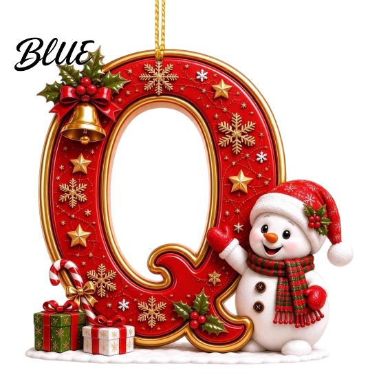 Weihnachtsdekoration für den Innenbereich Niedlicher Schneemann Buchstabe Weihnachtsbaumschmuck 2D Flach Personalisiert A-Z Alphabet Weihnachten Feier Zubehör Acryl Hängender Anhänger