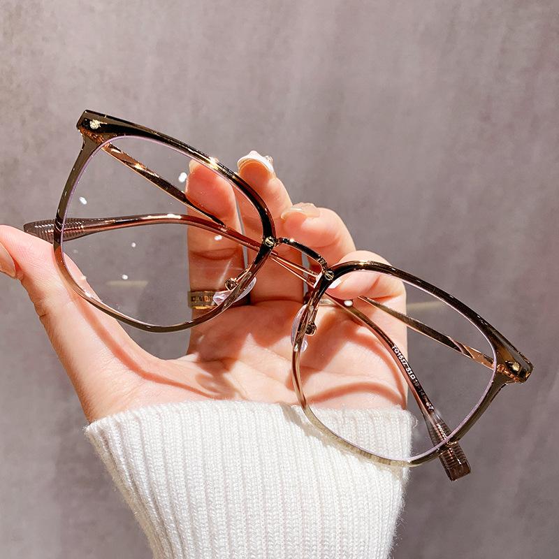 

Square And Round Face, Large Frame, Anti-Blue Light Glasses, Myopia Can Be Matched With Degrees, Female Plain Face And White Eye Frame 1517 оливковое зеленый
