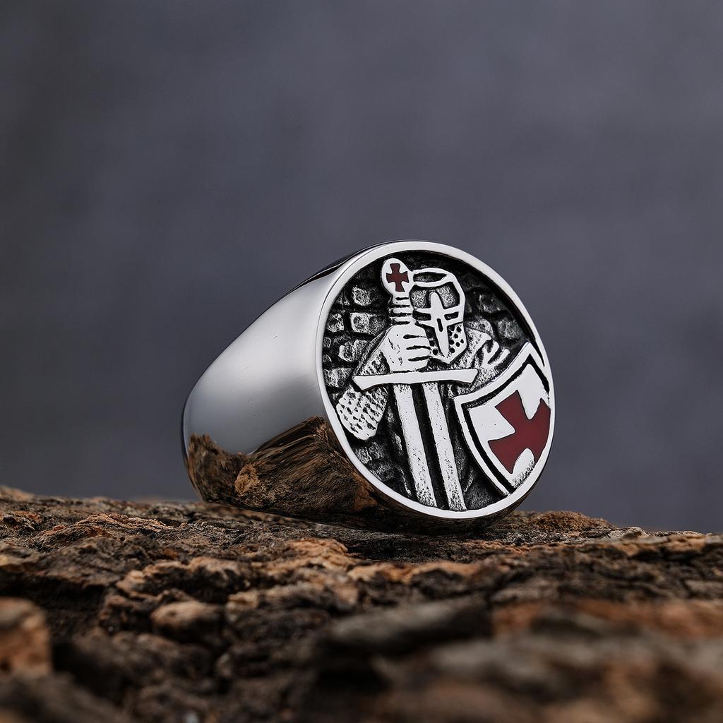 Hipster Templar Cross Ring Titanium Steel Non-Fading Personality Ring