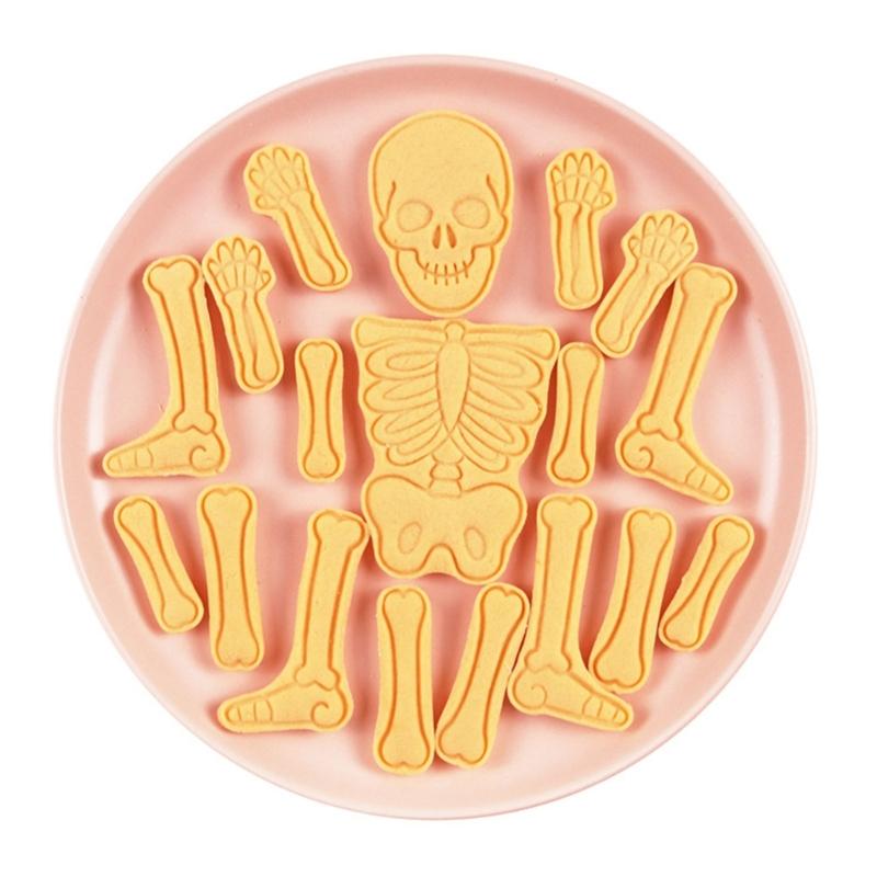 2er Set Keksstempel Halloween Skelett Keksausstecher Fondant Kekse Gebäck Ausstecher Backdekorationszubehör