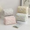 Durable Floral Quilting Cotton Makeup Bag Large Capacity Multifunctional Toiletry Handbag Lightweight Wash Bag Women