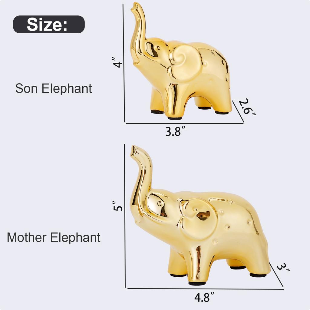 A Pair Ceramic Elephant Statue Animal Sculpture Craft Home Office Desktop Decor Wealth Lucky Ornament Christmas Mothers Day gift