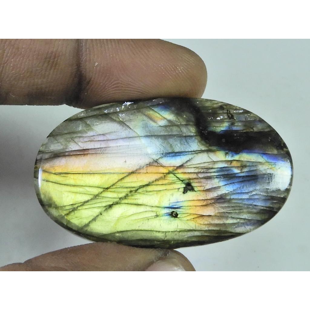 73Cts. Natural Purple Flash Labradorite Oval Cabochon Gemstone 27X46X06 MM B-326