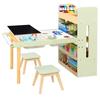 GINGER HOME 3-in-1 Kids Activity Table with 2 Chairs, Sand and Water Bins, Whiteboard/Blackboard and Storage