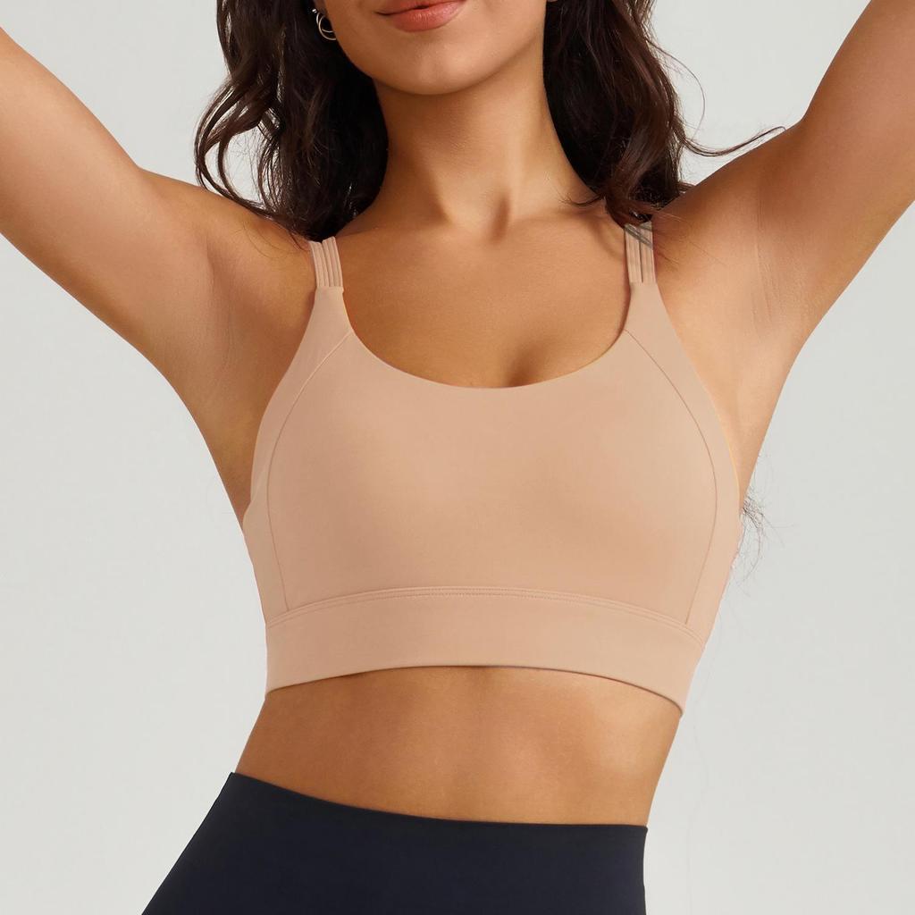 Women's Cross-Back Sports Bra with Thin Straps - Shock-Absorbing and Comfortable Yoga Fitness Wear with One-Piece Cup