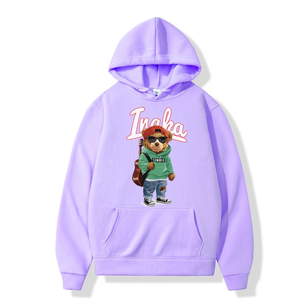 Herren Hoodies Hip Hop Inaka Power Toy Bear Print Fleece Hoody Sweatshirt Frauen Harajuku Pullover Streetwear Hoodie Unisex Kleidung