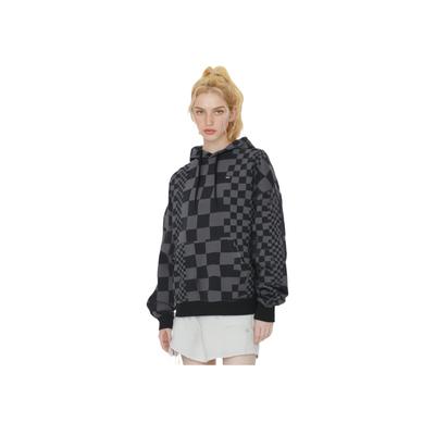 Vans Letter Logo Irregular Checkerboard Hoodie Unisex Hoodies Fog-Gray VN0A7YIZYC7