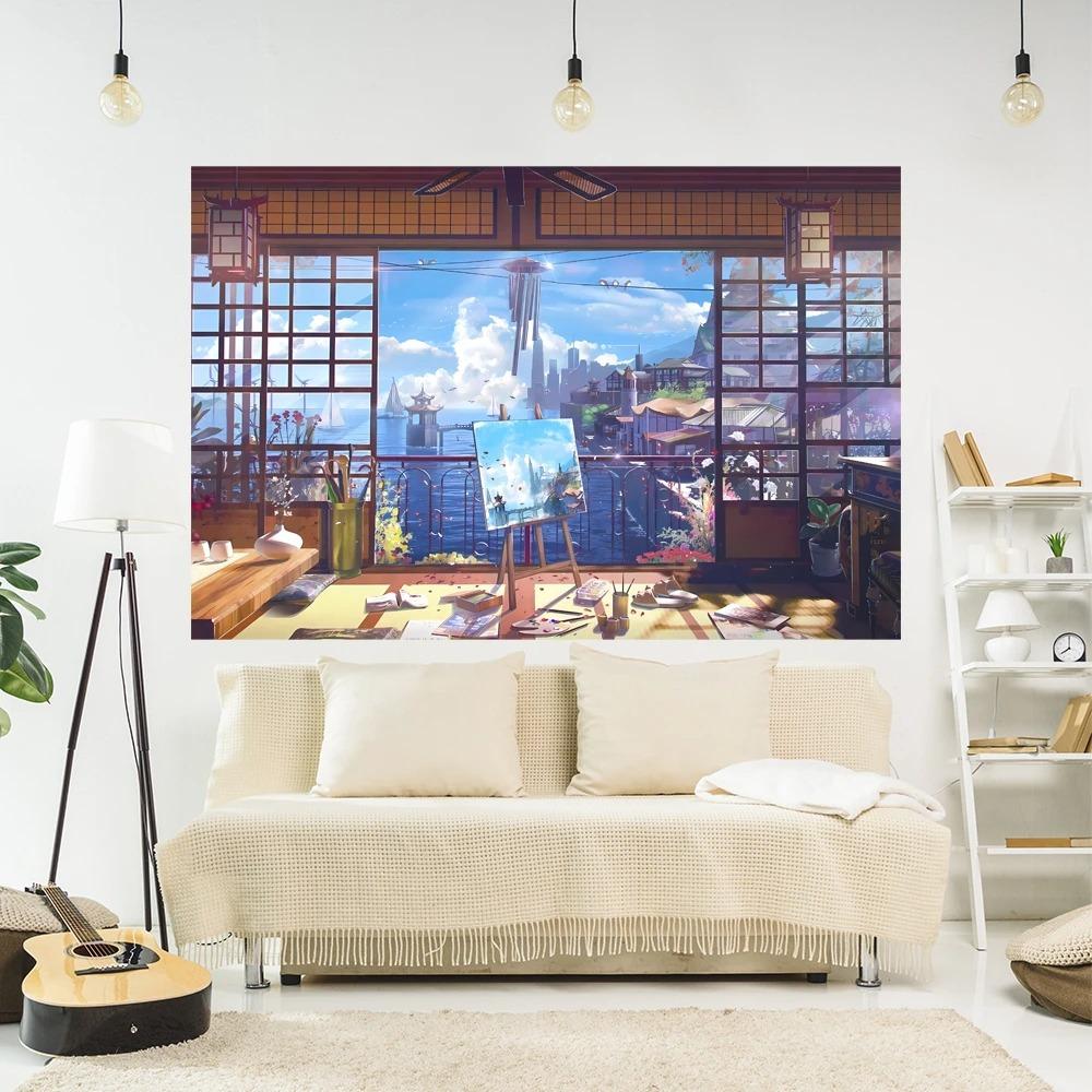 Japanese Comics Landscape Tapestry Office Living Room Decoration Home Wall Tapestry