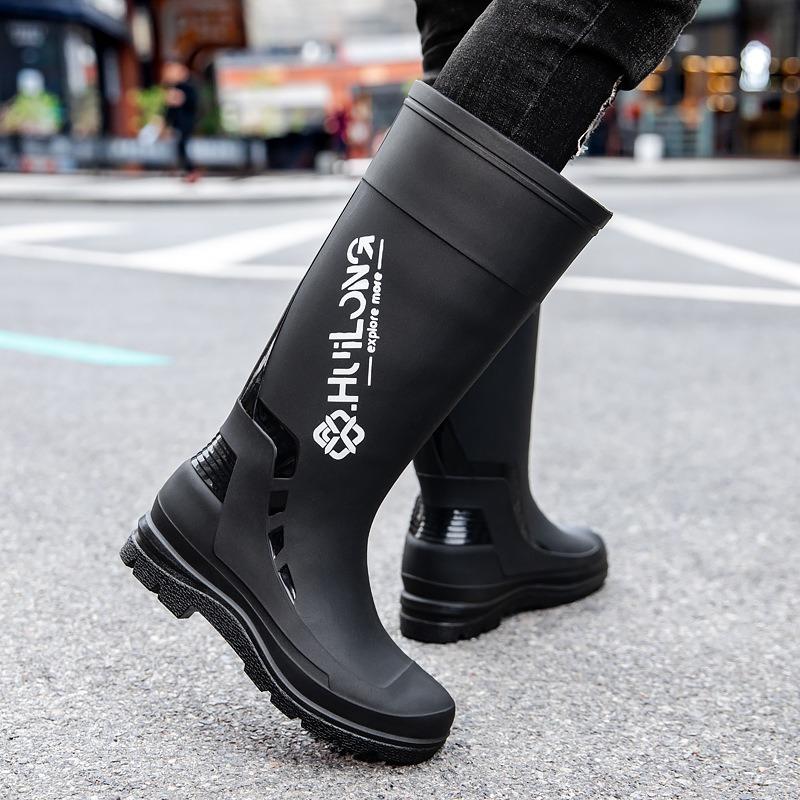 Tall rain shoes men's adult waterproof shoes non-slip water boots takeaway rider long men's rain boots