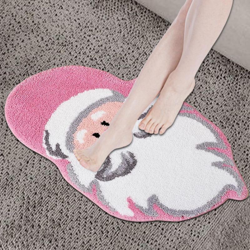 1pc Anomalous Floor Mat Santa Claus Christmas Tree Bathroom Floor Mat Living Room Entrance Door Mat Holiday Decoration Carpet