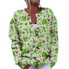 Women's Fashion Christmas Printed Long Sleeve Knitted Cardigan Button Down Jacket